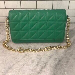 KOKO Shoulder Bag Womens Green Quilted Purse Gold Chain Strap‎ Handbag Classic